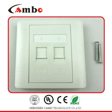 Fabriqué en Chine RJ45 Faceplate 2 Port 86x86 Avec obturateur HM-FP22